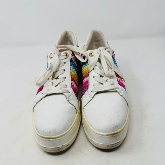 Dune London Rainbow Woven Platform Sneakers White Leather Size 39 - Picture 5 of 12